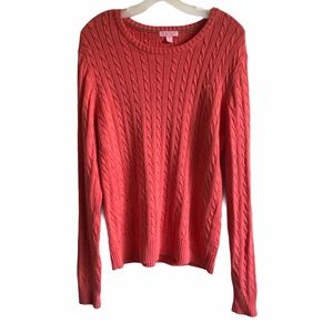 Lilly Pulitzer Peach Cable Knit Crew Neck Sweater
